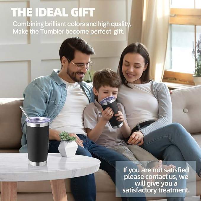 Volhoply 20oz Stainless Steel Tumbler with Lid and Straw Bulk 8 Pack,Double Wall Insulated Travel Iced Coffee Mug Fits Cup Holder,Powder Coated Cups for Hot/Cold Drinks,Christmas Gifts（Assorted,8 Set）