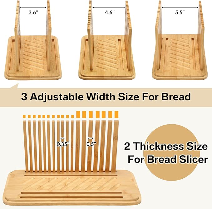 Bread Box with Bread Slicer Storage Container for Kitchen Countertop Food Storage with Multifunction Bamboo Lid, 3 in 1 Breadbox Removable Cut Board for Loaf Slicing (Black,Wood, Metal,Bamboo)