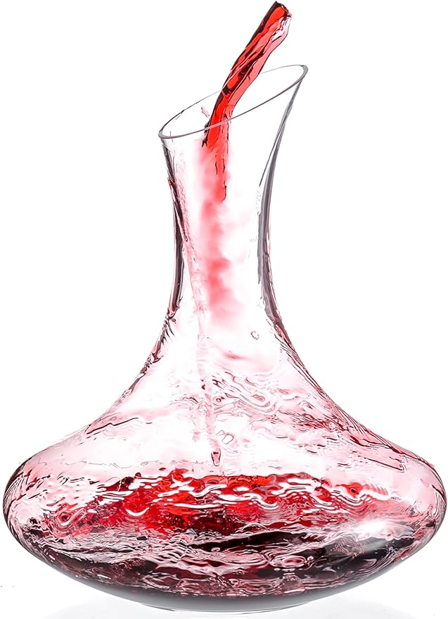 Large Fancy Wine Decanter, 1900ml/64oz Elegant Red Wine Carafe Decanter, Hand Blown Lead-Free Crystal Glass Wine Carafe for White and Red wine, Wine Accessories,Gifts for Christmas