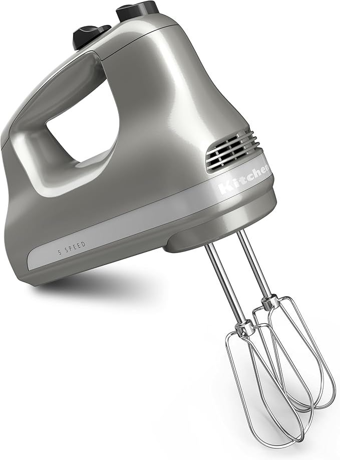 KitchenAid 5-Speed Ultra Power Hand Mixer - KHM512, Contour Silver & Variable Speed Corded Hand Blender KHBV53, Contour Silver