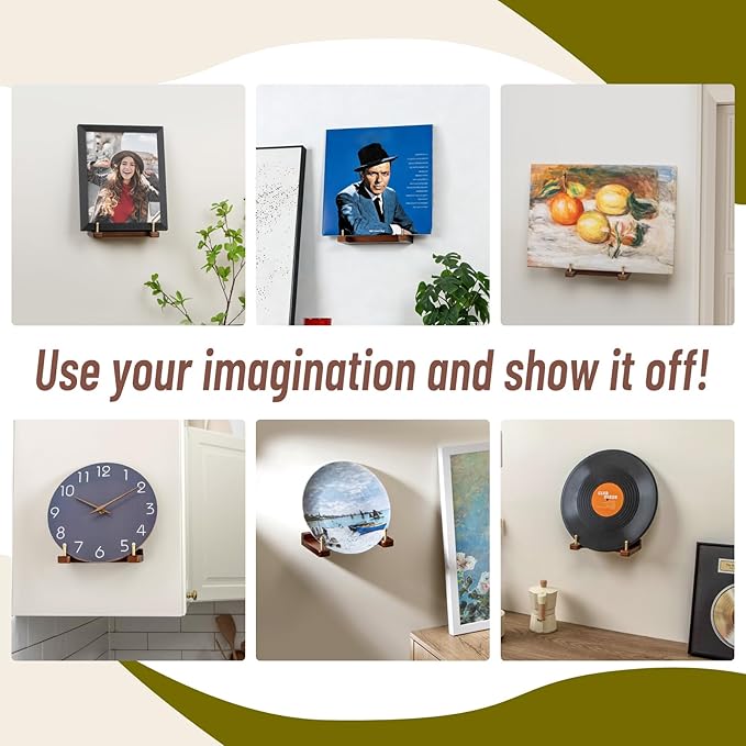 Plate Hangers for The Wall for 6-16 Inch Plates, Wooden Decorative Plate Holder for Displaying, Vinyl Record Holder Wall Mount Display, Also Ideal for Displaying Picture Frames, Bowl, Artwork