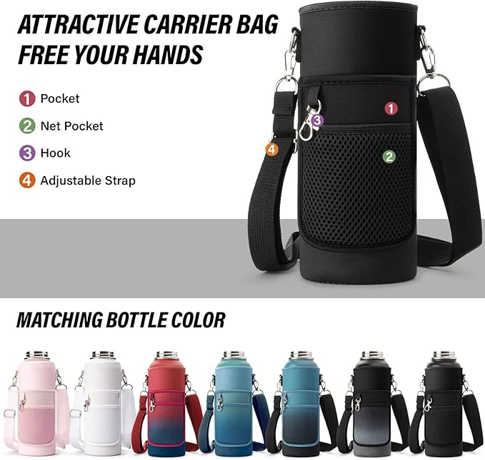 DYSANKY National Parks Water Bottle – 40 oz Insulated Stainless Steel Bottle with 63 Hand-Drawn Park Stickers, Carrier Bag, Strap & Gift Box – BPA-Free – Ideal for Hiking, Camping & Travel