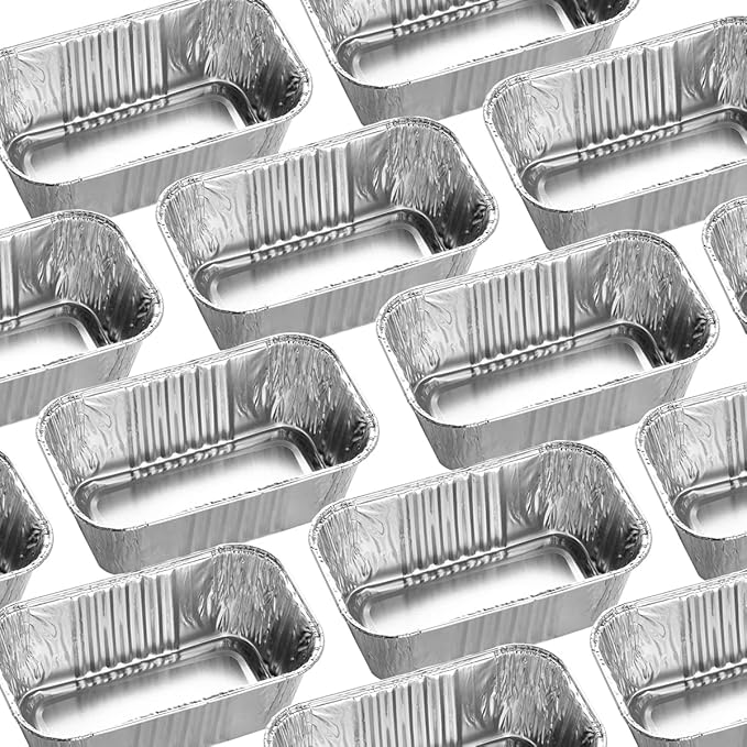 MOACOCK 100 Pack 1Lb Aluminum Mini Loaf Baking Pans, 6” x 3.5” x 2” Heavy Duty Disposable Loaf Pans, Thick Foil Bread Pans for Baking Holiday Treats Food Storage and Takeout