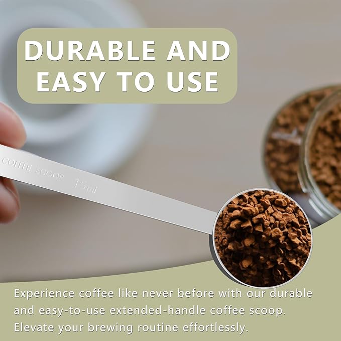 LEIFENY 2PCS 2 Tablespoon Coffee Scoop, Long Handle Measuring Spoon, Two tbsp (30ml, 1/8cup) Stainless Steel Scooper