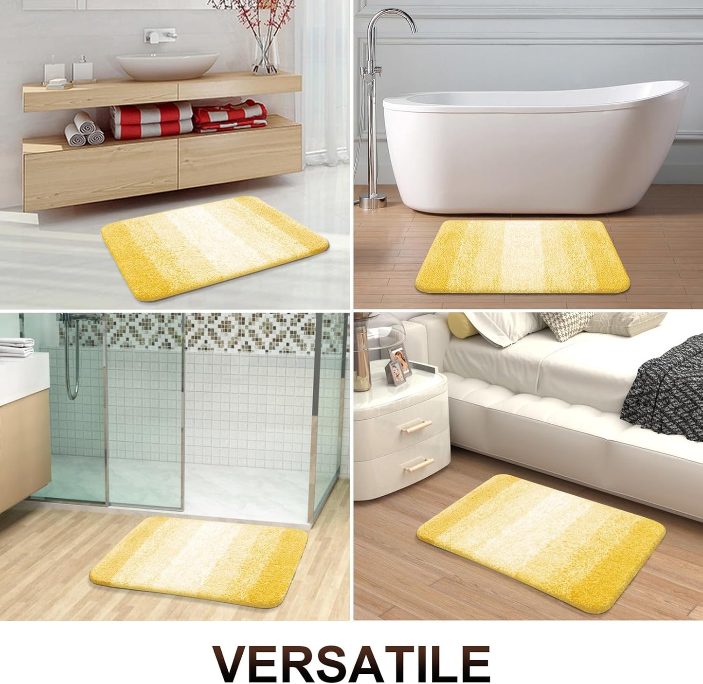 OLANLY Bathroom Runner Rugs 59x20, Extra Soft Absorbent Microfiber Bath Rugs, Rubber Backing, Quick Dry, Machine Washable Bath Mats for Bathroom Floor, Tub and Shower, Home Decor Accessories, Yellow
