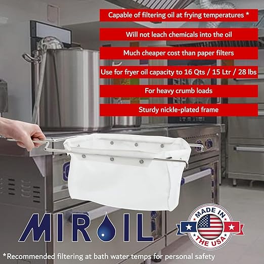 MirOil Silver Pot Filter Bag & Frame Combination Set, Compatible with MirOil 60L and 60LC Oil Filter Pail, Handles Hot & Cold Cooking Oil & Filters Up to 70 Lb. Polishing Oil, B6PS Pot Combo