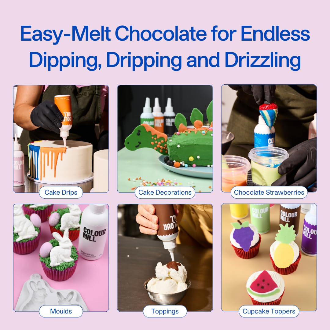 Colour Mill Chocolate Drip Easy-Melt Drizzle for Desserts, 125 Grams Cobalt