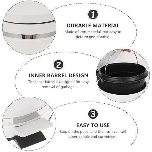 VICASKY Step-on Trash Can with Lid 5.5 Gallon Round Household Waste Basket Industrial Style Iron Pedal Rubbish Container for Kitchen Bathroom Office Use