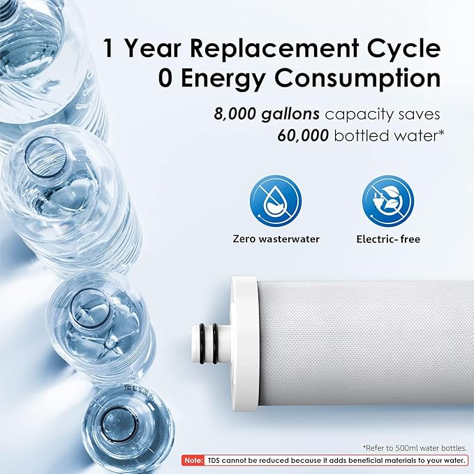 Waterdrop CTF-01 Water Filter for Sink Faucet, NSF/ANSI 42 Certified Countertop Water Filter System, 5-Stage Stainless Steel Faucet, Reduces Heavy Metals and 99% Chlorine, 16000 Gallons, 2 Filters