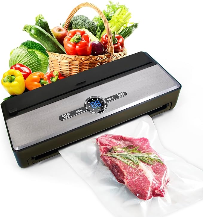 Automatic Vacuum Sealer Machine for Food, 9-IN-1 with Cutter, Bag Storage, Moist & Dry & Liquid & Soft, External VAC for Jars and Containers, 85kPa with Starter Kits -1*Bag Roll&10*Bags