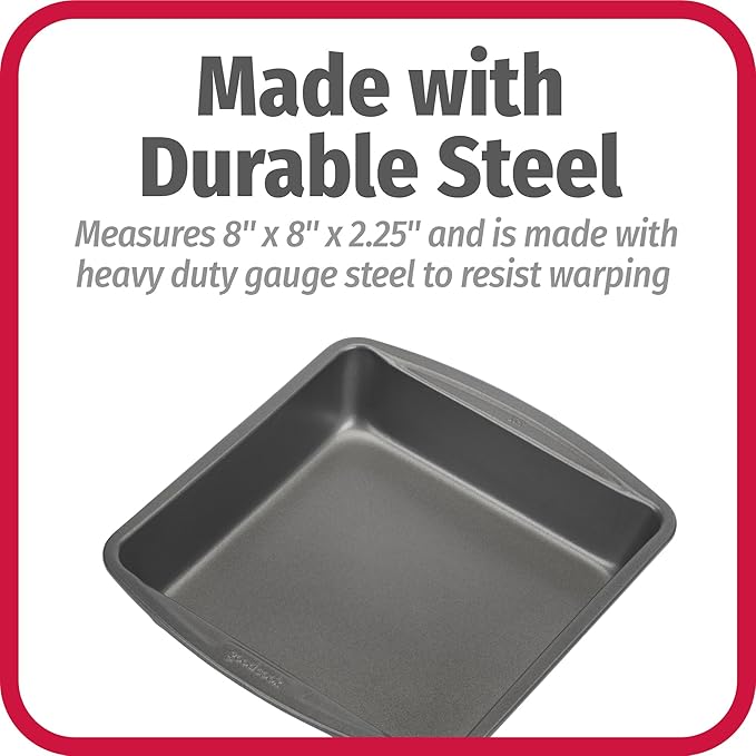 GoodCook Everyday Nonstick Steel Square Pan, 8", Gray (Pack of 2)