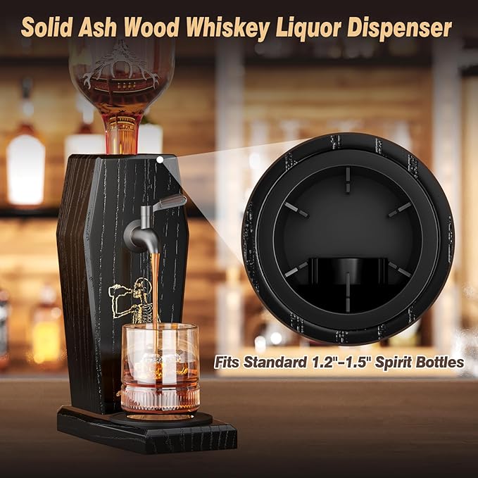 Leakproof Ash Wood Whiskey Liquor Dispenser,Novelty Alcohol Dispenser for Bourbon,Vodka, Wine and Spirits,Fun Bar Accessories for Home Bar,or Man Cave,Ideal Whiskey Gifts for Men,Father's Day