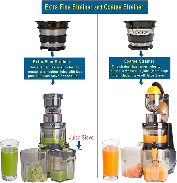 Masticating Juicer,Whole Slow Juicer Extractor by Vitalisci,Cold Press Juicer Machine,Anti-Oxidation for Fruit and Vegetable,Easy to Clean and BPA Free,(300W AC Motor/3.15" Wide Chute/40 RPMs)-Silver
