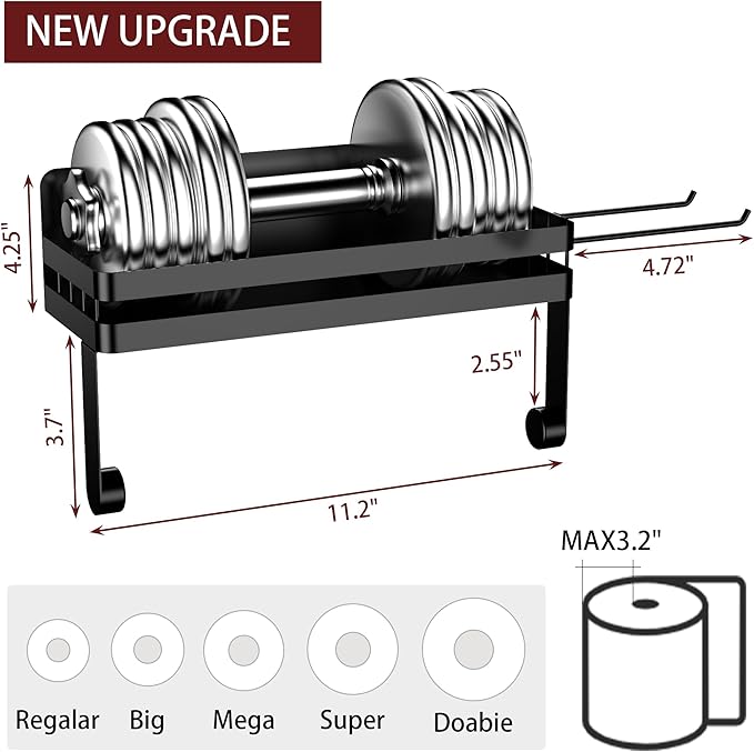 ZUNTO 2pcs Magnetic Paper Towel Holder for Fridge, Black Kitchen Organizer with Towel Roll Holder, Spice Shelf and 2 Hanging Racks(No Drilling)