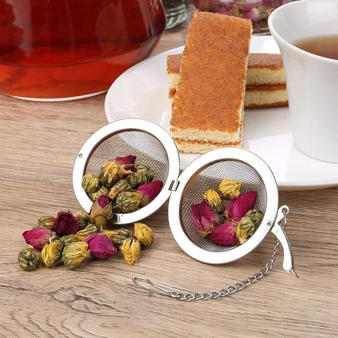 Fu Store 2pcs Stainless Steel Mesh Tea Ball 2.1 Inch Tea Strainers Teas Infuser Strainer Filters for Teas
