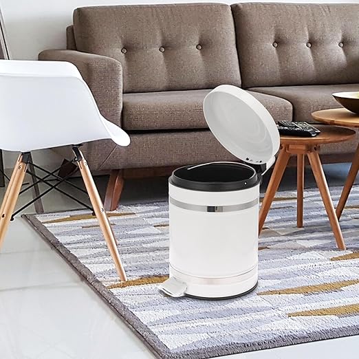 VICASKY Step-on Trash Can with Lid 5.5 Gallon Round Household Waste Basket Industrial Style Iron Pedal Rubbish Container for Kitchen Bathroom Office Use