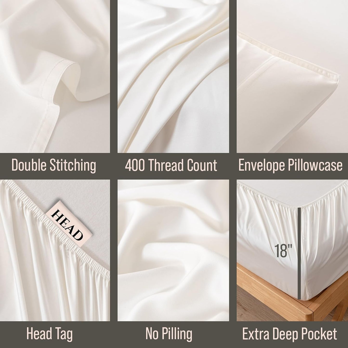 Bella Coterie Luxury Bamboo Viscose Twin XL Size Sheet Set | 100% Organically Grown | Ultra Soft | Cooling for Hot Sleepers | 18" Deep Pocket [Ivory]
