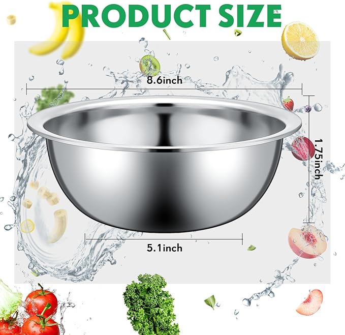 Pinkunn 20 Pcs Stainless Steel Mixing Bowls, Nesting Metal Salad Prep Bowls Bulk Reusable Baking Food Container Large Medium Small for Kitchen Hotel Restaurant Cooking, Silver (8.66 x 3 Inch)