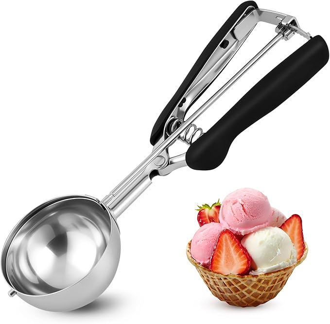 Extra Large Ice Cream Scoop 70MM, Trigger Release Stainless Steel Cookie Scoop, Portion Scoop 3.7 oz/105ml, Commercial Food Disher, for Portion Control, Cookie Dough, Cupcake Batter (7 Tablespoon)