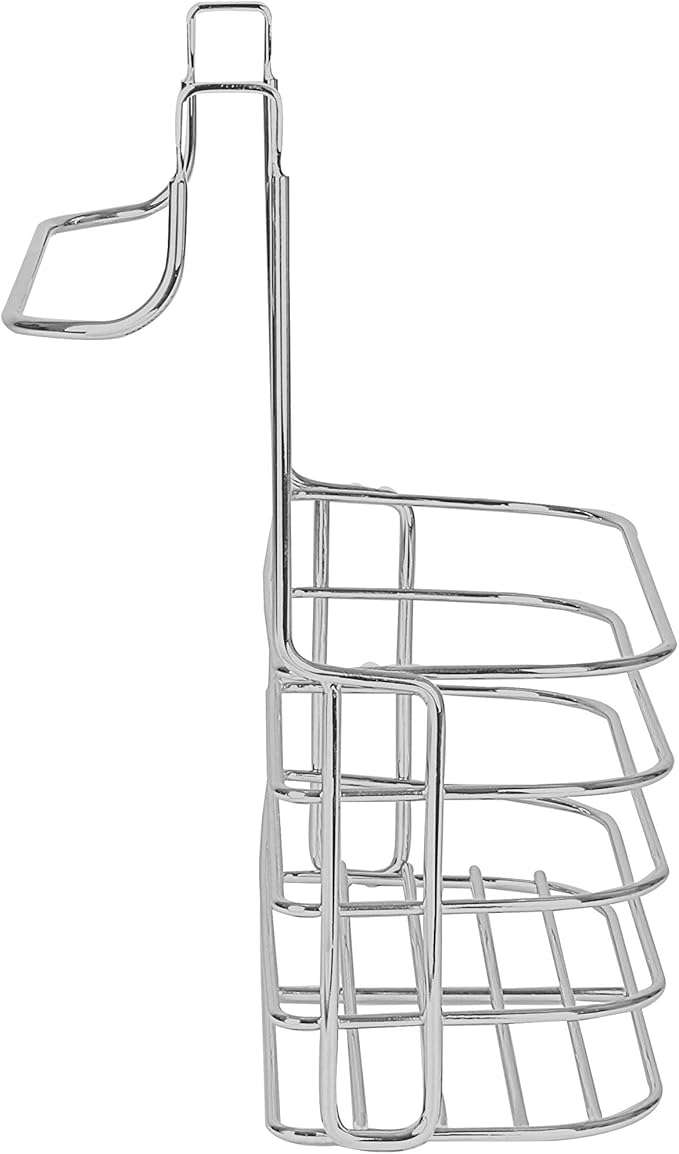 Spectrum Duo Over Cabinet Towel Holder and Cabinet Basket Medium for Kitchen Towel Under Sink Storage, Durable Steel Over the Cabinet Door Towel Bar Organizer with No Drill Installation, Chrome