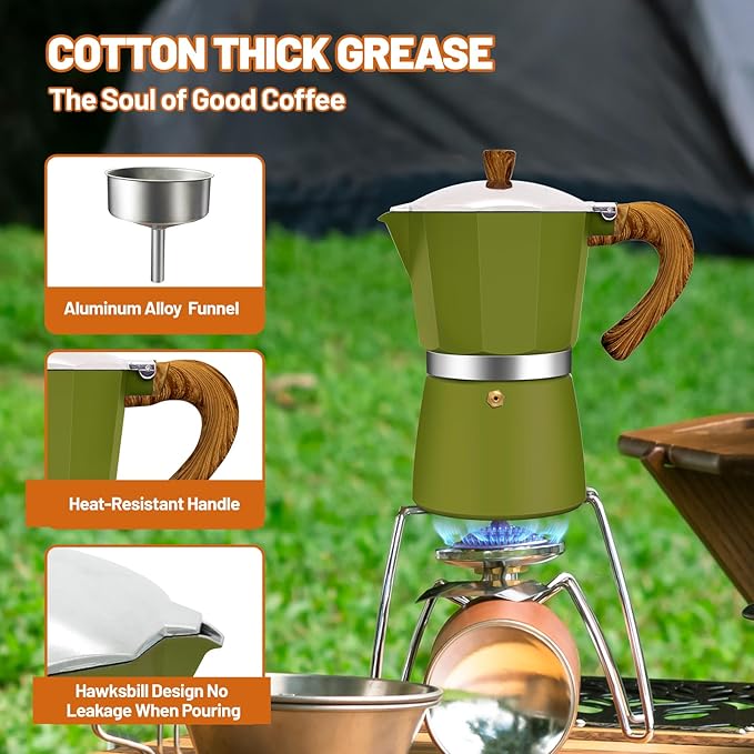 9 Cup Aluminum Espresso Stovetop Moka Pot Express Coffee Maker Percolator Italian Classic Mocha Coffee Machine for Italian and Cuban Cafe Brewing for Home & Camping 450ml 15oz