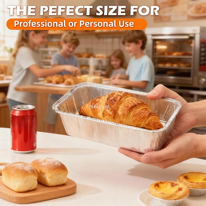 Findful Disposable 2Lb Loaf Pans, 100 Pack Aluminum Bread Pans for Baking - 8.5" x 4.5" x 2.5" Foil Pans Perfect for Banana Bread, Cakes, Meatloaf & Food Serving