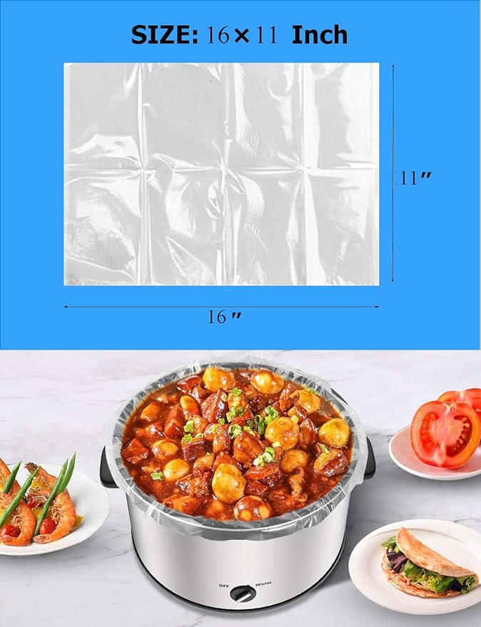 Slow Cooker Liners Small Size Pot Liners Disposable Cooking Bags Fit 1QT to 3QT Suitable for Slow Cooker and Oval & Round Pot (32)