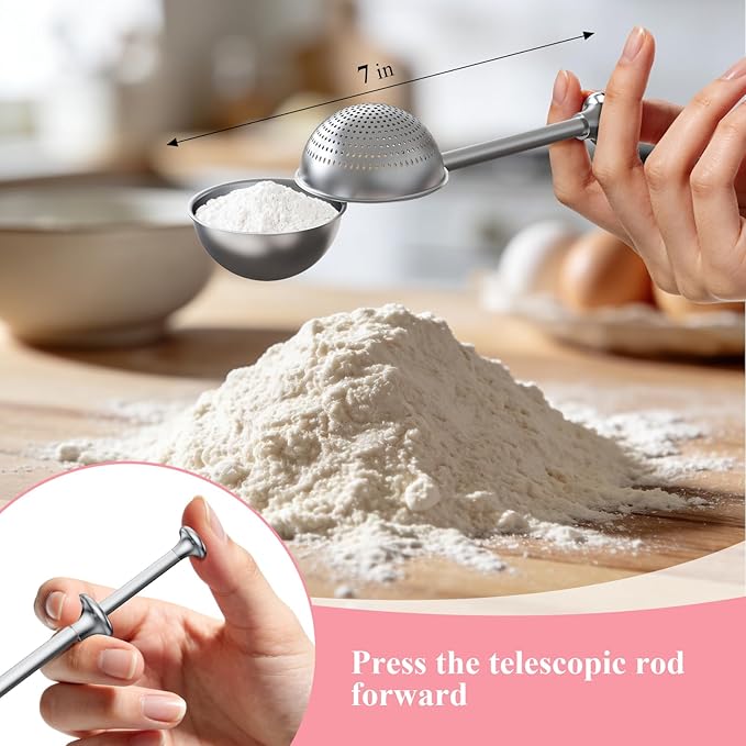 Biscuit Cutter Set, Stainless Steel Flour Sifter, Pastry Cutter, Pastry Scraper and Dough Blender, Flour Sieve for Quick Sifting Cakes and Spices, Professional Baking Dough Tools (4 Set)