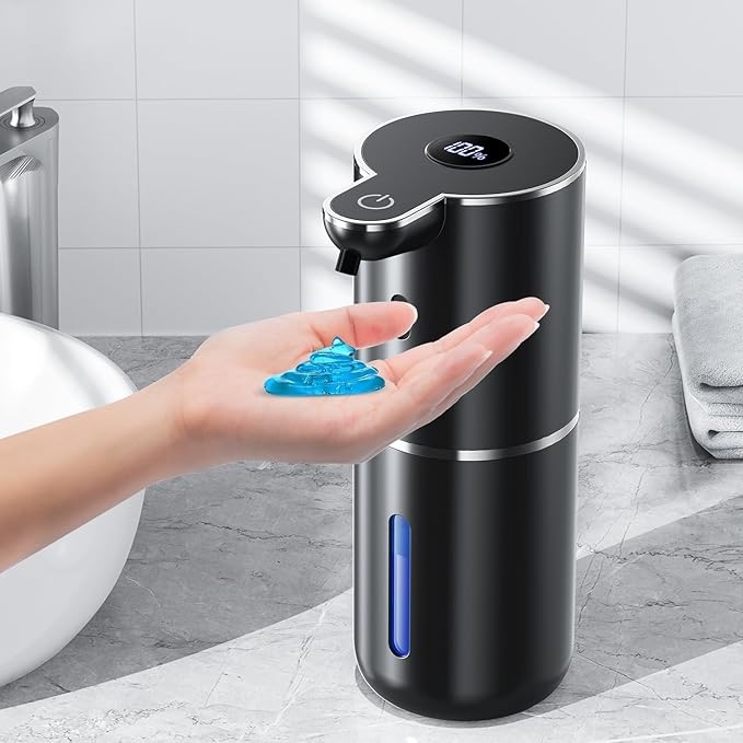 Automatic Liquid Soap Dispenser Touchless, Rechargeable Electric Dish ＆ Hand Soap Dispenser with Smart Digital Display, 6 Adjustable Level, Wall Mounted, 380ml IPX5 for Kitchen and Bathroom