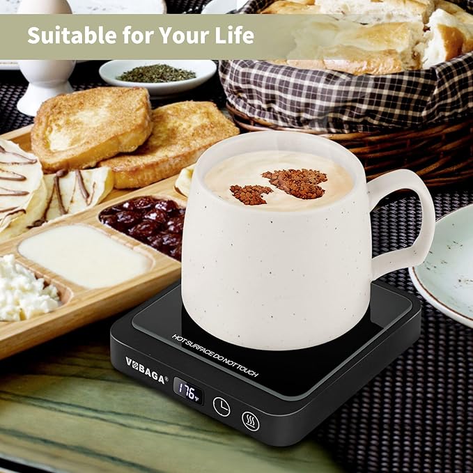 VOBAGA Mug Warmer, Coffee Cup Warmer for Desk with 5 Temp Settings & 2-12H Timer, Smart Candle Warmer & Coffee Warmer with Display for Fastest Heating Coffee, Cocoa, Ideal Coffee Gifts(No Cup)
