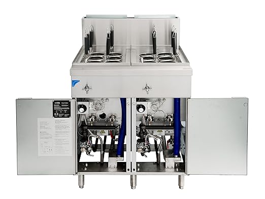 KoolMore 12-Basket 22 Gallon Commercial Natural Gas Pasta Cooker with 140,000 BTU, ETL Listed in Stainless-Steel (KM-PC12-NG)