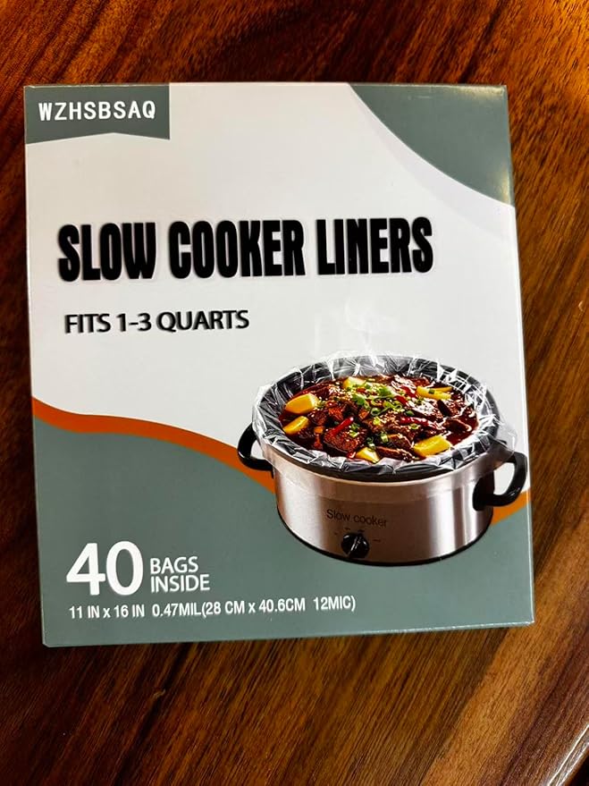 Slow Cooker Liners, 40 Cooking Bags, Medium Disposable Pot Liner Plastic Bags, Fits 1QT to 3QT Slow Cooker Cooking Pans, 11 in. x 16 in.