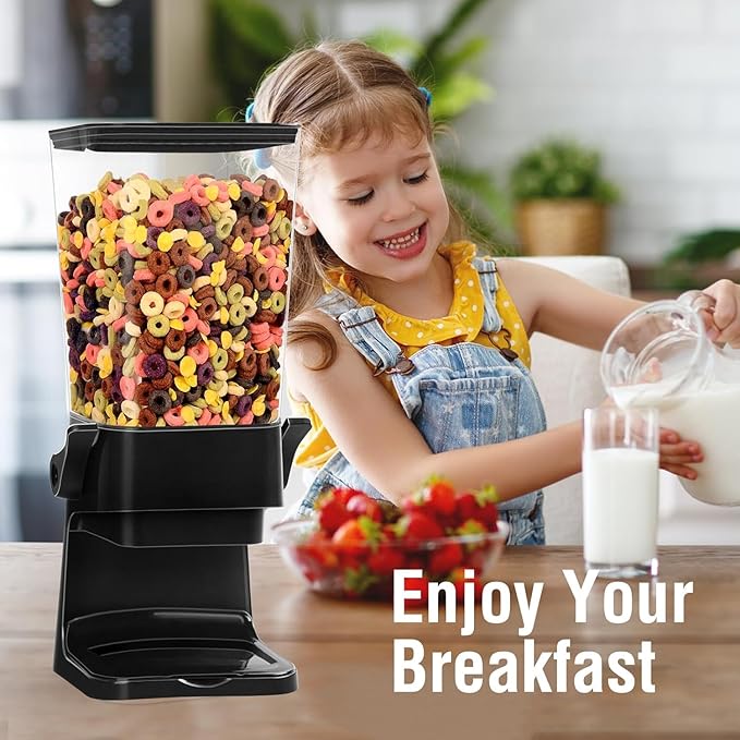Cereal Dispenser Countertop 3pcs,5.5L Cereal Containers Storage Dispenser for Pantry,Dry Food Storage Rice Containers,Candy Dispenser,Snack Organizer Machine for Grains, Nuts,Oatmeal, Pet Food Black