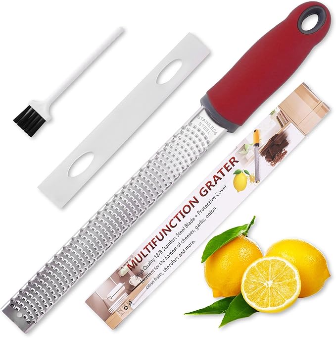 Lemon Zester Grater, Citrus Zester Grater with Handle, Kitchen Gadgets for Cheese, Lemon, Chocolate, Nutmeg, Ginger, Fruit, Vegetable, Stainless Steel Micro Cheese Grate, Dishwasher Safe(Narrow)