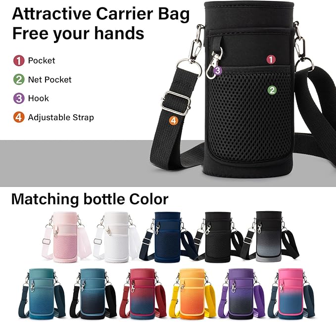 DYSANKY Insulated Water Bottle | Thickened Stainless Steel Vacuum Metal | Portable Sports Water Jug for Gym and Hiking with Straw, Carrier Bag, Handle Strap | BPA-Free 32 oz