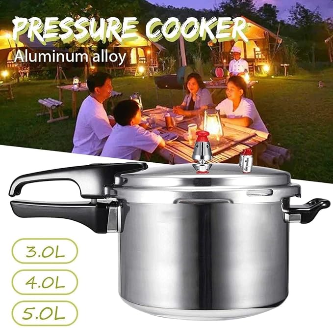 Electric Pressure Cooker, Kitchen Pressure Cooker Cookware 18/20/22cm Gas Stove/Open Fire Pressure Cooker Outdoor Camping Cook Tool Steamer,One Color-4L