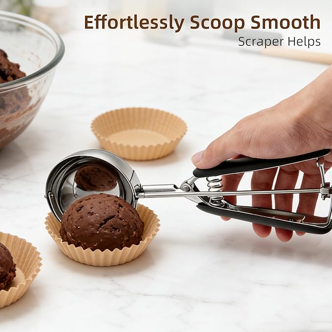 Extra Large Ice Cream Scoop 80MM, Trigger Release Stainless Steel Cookie Scoop, Portion Scoop 5.28 oz/150ml, Commercial Food Disher, for Portion Control, Cookie Dough, Cupcake Batter (10 Tablespoon)