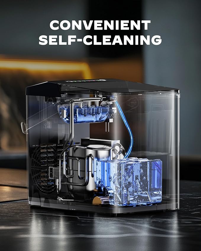 Silonn Ice Maker Countertop, Portable Ice Machine with Carry Handle, Self Cleaning Ice Makers with 1.8 L Water Tank and Big Ice Basket, 9 Cubes in 6 Mins, Ideal for Home Kitchen RV
