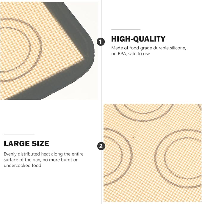 3pcs 42x29.5cm Non-stick Silicone Pastry Mats Heat Resistant Baking Sheet Liners with Fiberglass for Oven and Dough Kneading, Reusable Kitchen Baking Mats Set (coffee Bottom
