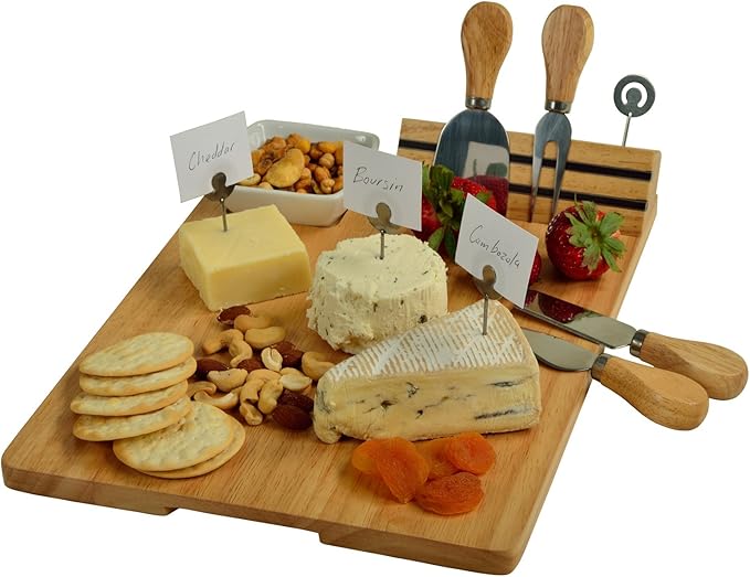 NCAA Georgia Tech Officially Licensed Yellow Jackets Bamboo Cheese/Charcuterie Board with Ceramic Bowl, Knife Set & cheese Markers