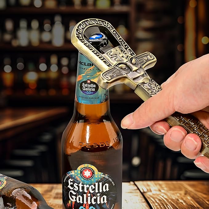 Professional Wine Opener Set for Old & Fragile Corks - 3-in-1 Cork Extractor Removes Older Wine Corks Whole & Intact, Beer Bottle Opener with Elegant Zinc Alloy Base & Stopper Set (Antique Copper)