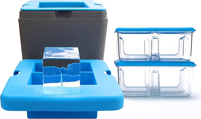 Crystal Clear Ice Maker Set – 2"x2"x2" Ice Cube Mold & Stackable Tray with Lid for Cocktails, Whiskey, and Drinks