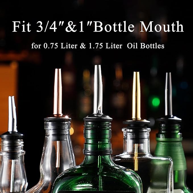 24-Pack Liquor Bottle Pourers with Adapters, Liquor Pour Spout Adapters set for for Large Oil Olive Bottles and Liquor Bottles - Up to 1 Inch/25mm Neck Converts Spout into a Large Pour Spout,Rose Gold