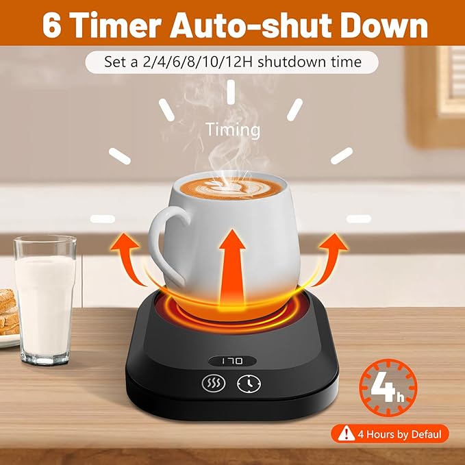 Mug Warmer, Coffee Warmer for Desk Auto Shut Off, Coffee Mug Warmer with 3 Temperature Settings, Coffee Warmer with Anti-Scalding Silicone, Mug Warmer for Desk with Digital Display, Coffee Gifts