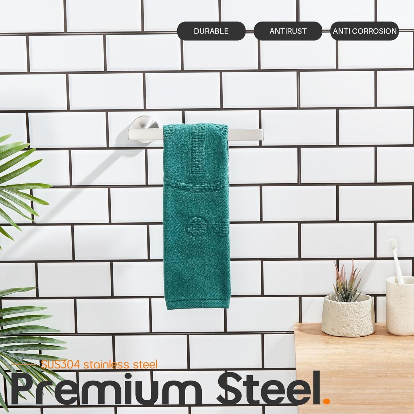 Bath Towel Rings Bathroom Towel Holder Modern Small Hand Towel Bars 2 Pack Stainless Steel Wall Mounted Brushed Nickel AN3001BR-P2
