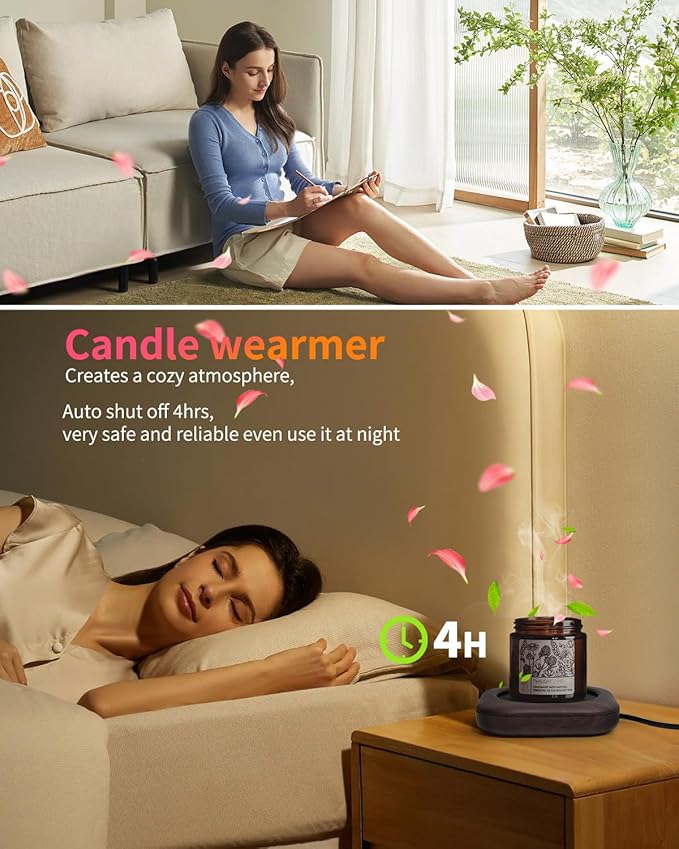Mug Warmer - 3-Temp Settings Coffee Mug Warmer for Desk with 4 Hrs Auto Shut Off, Fastest Heating & Smart Wood Candle Warmer - Ideal Coffee Gifts Accessories Keep Beverages Coffee Warmer