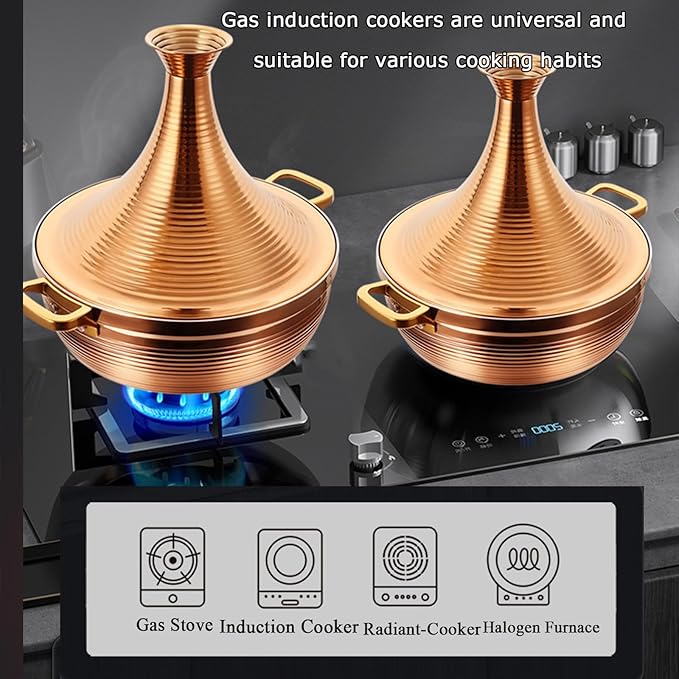 Stainless Steel Moroccan Tagine Pot, Large Moroccan Tajine Casserole with Cone-Shaped Lid, Non Stick Tagine Cooking Pot with 2 Handles(30cm/11.8in, Silver)