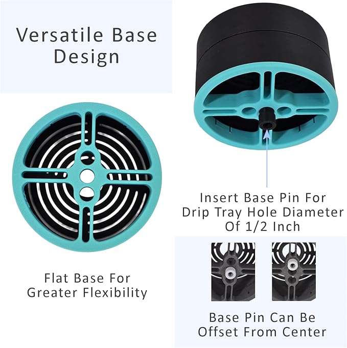 Elevate Anti-Splash Cup Riser Accessory for most Keurig K-cup, Cuisinart Single Serve, and other Coffee Makers, Adjustable for Cup Size and Drip Tray Type (Black and Turquoise)