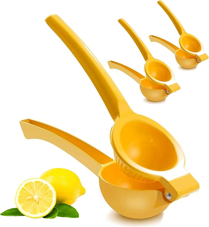 EcoQuality Heavy Duty Handheld Yellow Citrus Juice Squeezer Premium Lemon, Lime & Orange Press for Maximum Extraction Easy to Use, Durable and Rust Resistant Metal Manual Juicer (1)