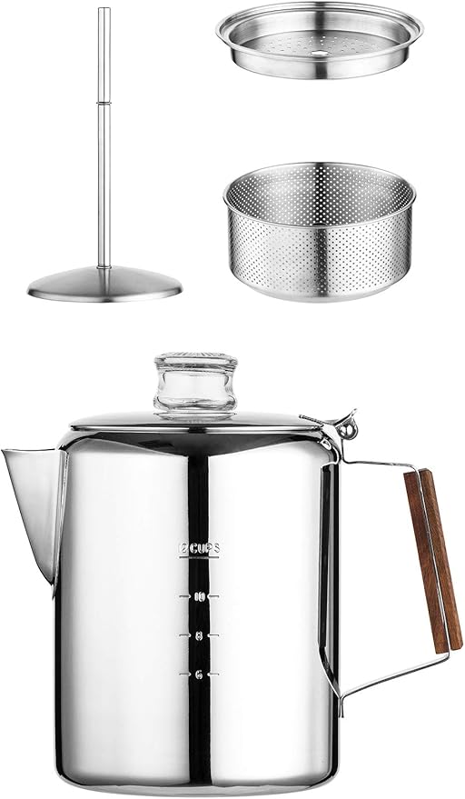 Rapid Brew Stainless Steel Stovetop Percolator Coffee Pot, 12-Cup